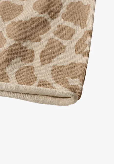Bonnet à motif léopard et bord roulé powder beige