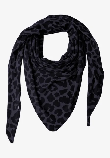 Chustka trójkątna z wzorem w lamparty dark navy blue