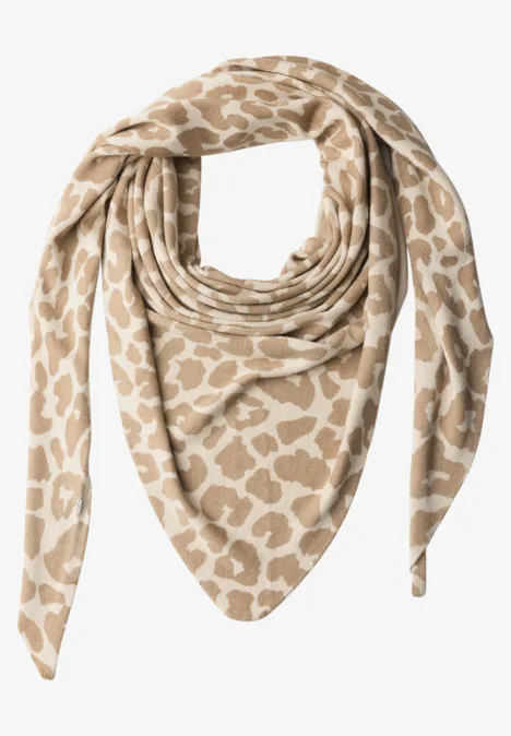 Driehoekige sjaal met luipaardprint powder beige Driehoekige sjaal met luipaardprint powder beige