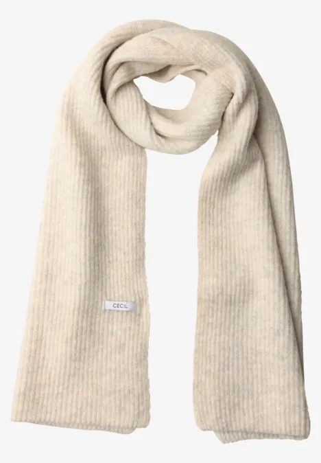 Longue écharpe à motif côtelé powder beige melange
