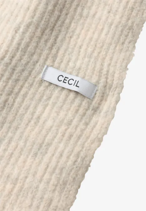 Longue écharpe à motif côtelé powder beige melange