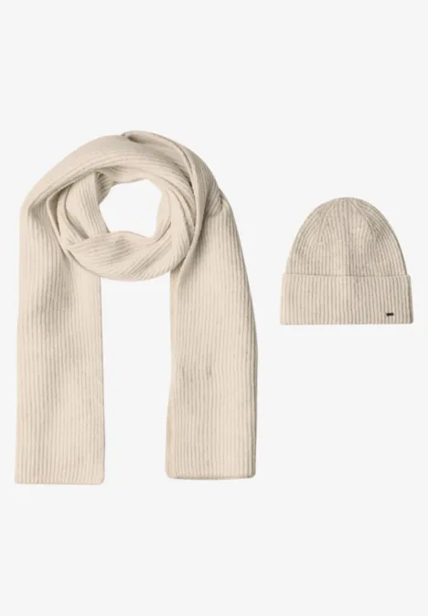 Lange sjaal met ribbelstructuur powder beige melange