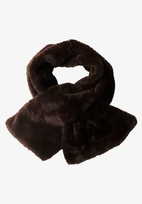 Fake Fur Schal in Unifarbe chocolate sauce brown