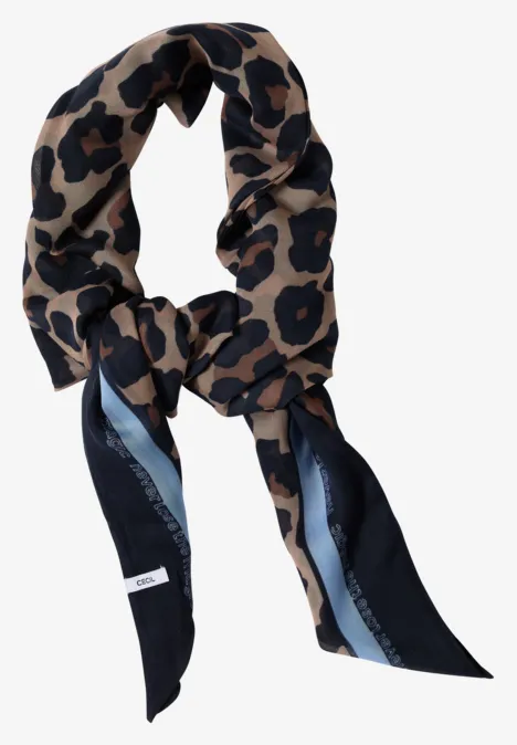 Driehoekige sjaal met luipaardprint creamy mocha
