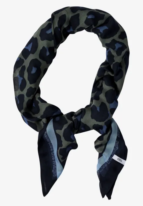 Driehoekige sjaal met luipaardprint dried olive green