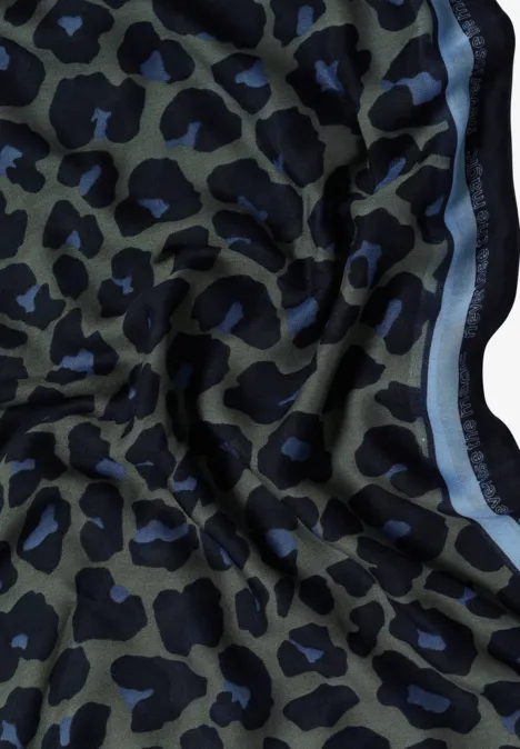 Driehoekige sjaal met luipaardprint dried olive green