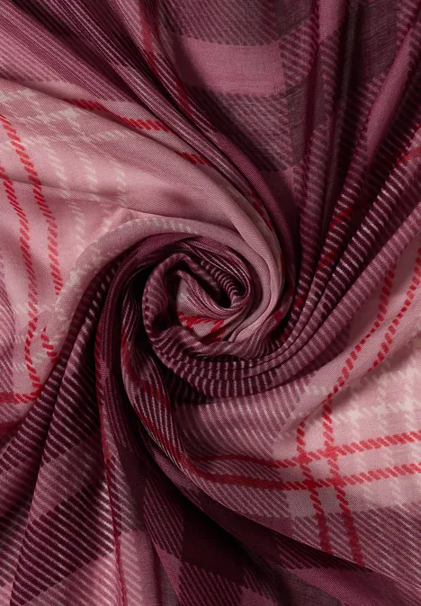 Geruite sjaal met borduursel velvet rose