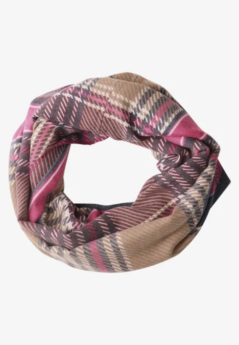 Szalik typu Loop w kratkę mocha brown