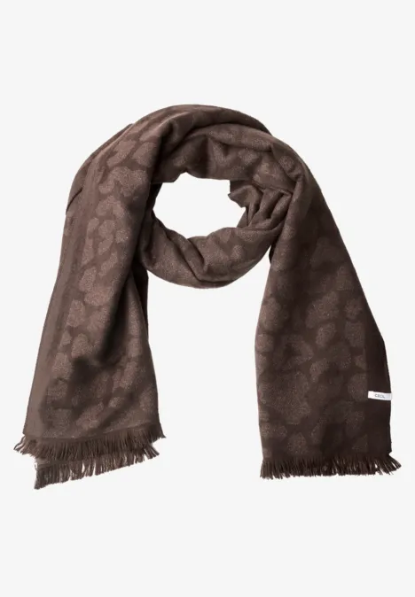 Schal mit Leo-Muster und Glitzerdetails truffle brown