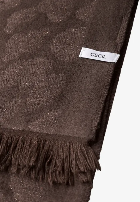 Schal mit Leo-Muster und Glitzerdetails truffle brown