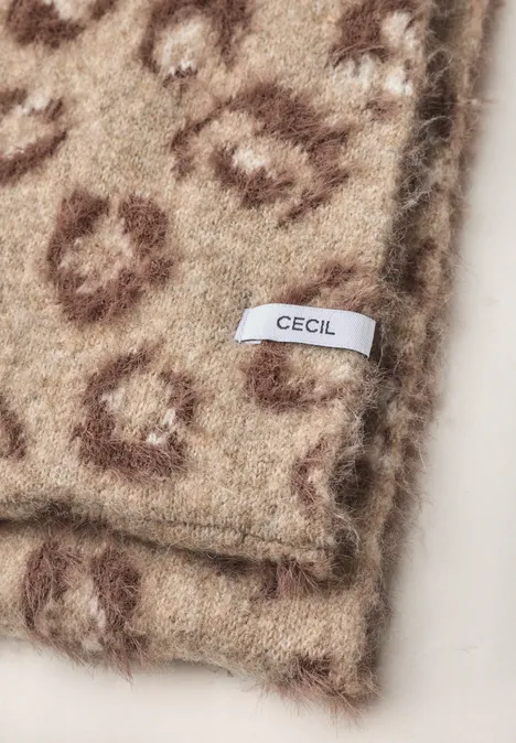 Federgarn Loop-Schal mit Leo-Muster creamy mocha melange