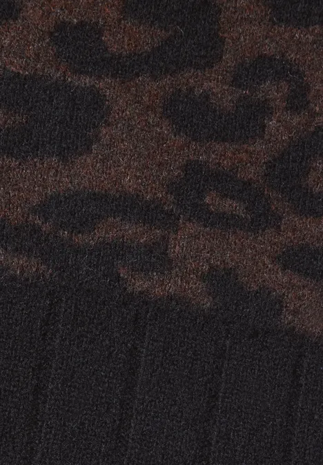 Bivakmuts met luipaardprint truffle brown
