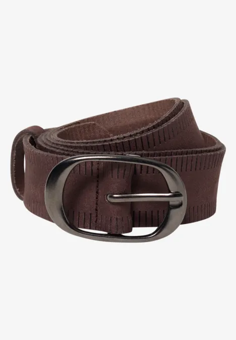 Gürtel mit Streifenmuster Suede Brown Gürtel mit Streifenmuster Suede Brown