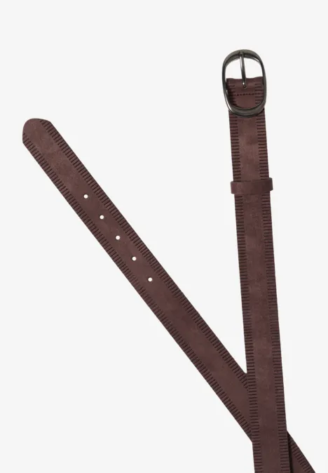 Gürtel mit Streifenmuster Suede Brown Gürtel mit Streifenmuster Suede Brown
