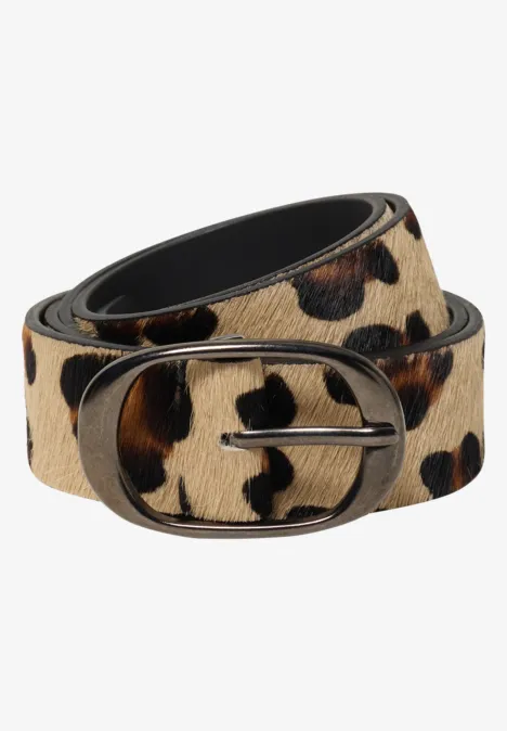 Riem met nepbont en luipaardprint Natural Leo Print Leather