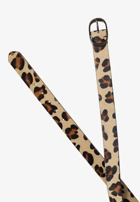 Riem met nepbont en luipaardprint Natural Leo Print Leather