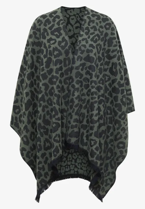 Cape mit Leo-Muster dried olive green Cape mit Leo-Muster dried olive green