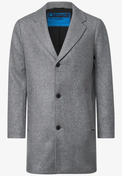 Wollen jas met reverskraag asphalt grey