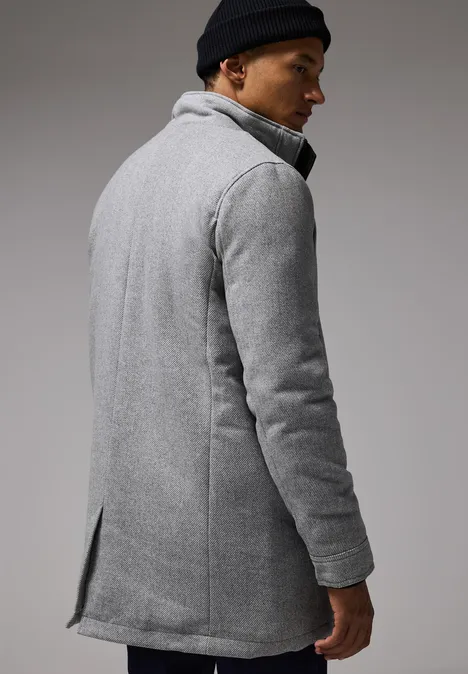 Wol-look jas winter grey melange