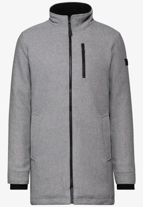 Wol-look jas winter grey melange