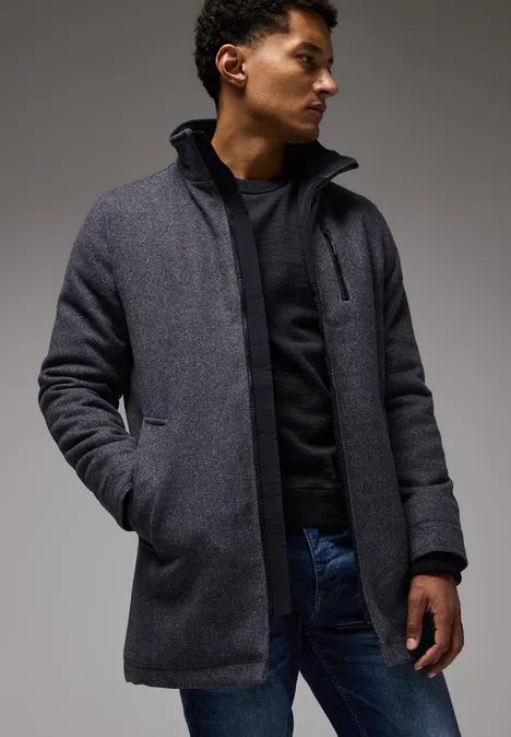Manteau en optique laine ash grey melange
