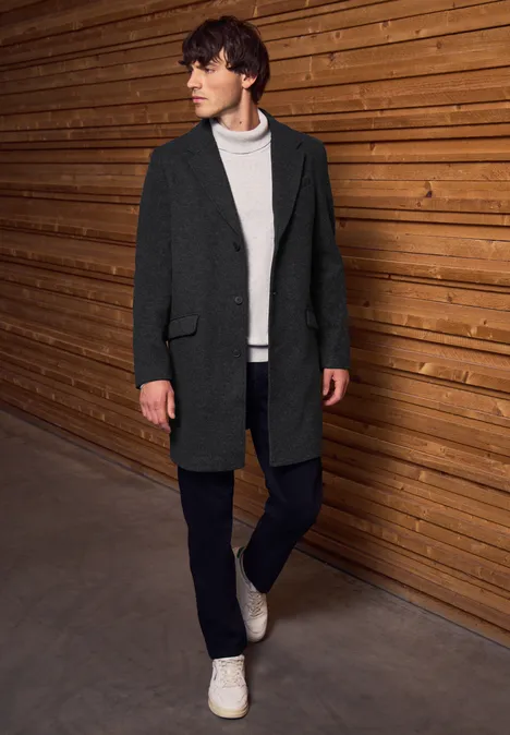 Wol-look jas ash grey melange