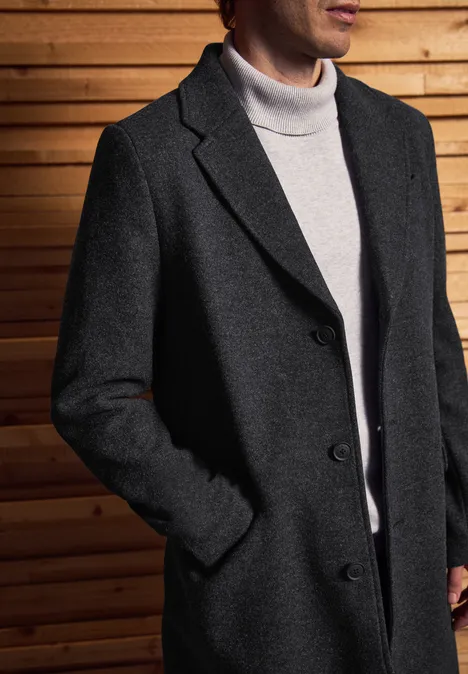 Wol-look jas ash grey melange