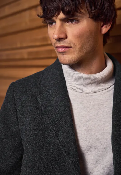 Wol-look jas ash grey melange
