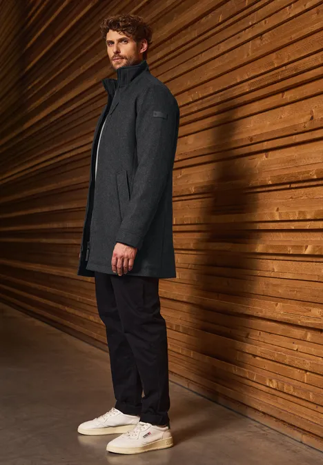 Jas met wol dark anthracite melange
