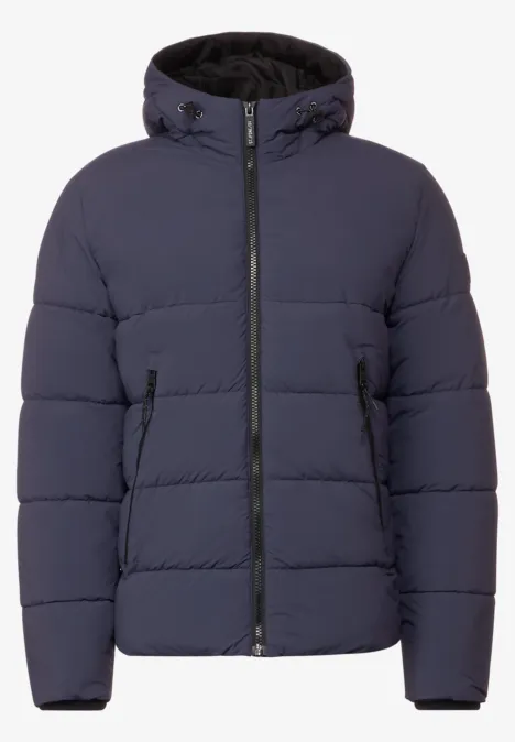 Sportieve gewatteerde winterjas deep night blue