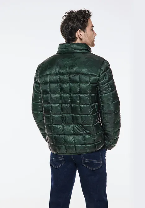 Gewatteerd jack met print deep green