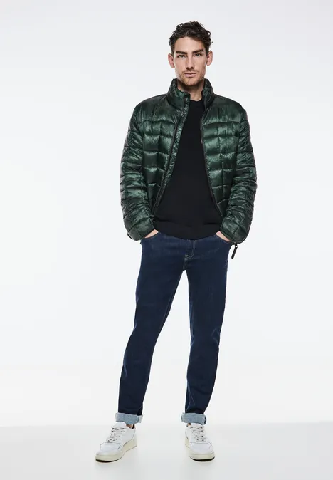 Gewatteerd jack met print deep green