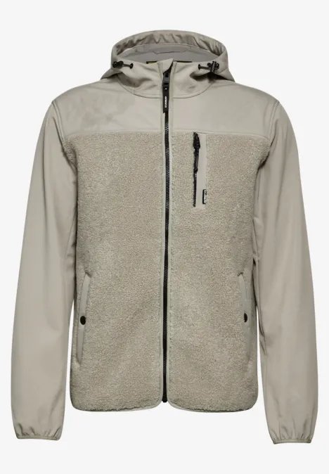 Softshell jas met teddy details pure beige
