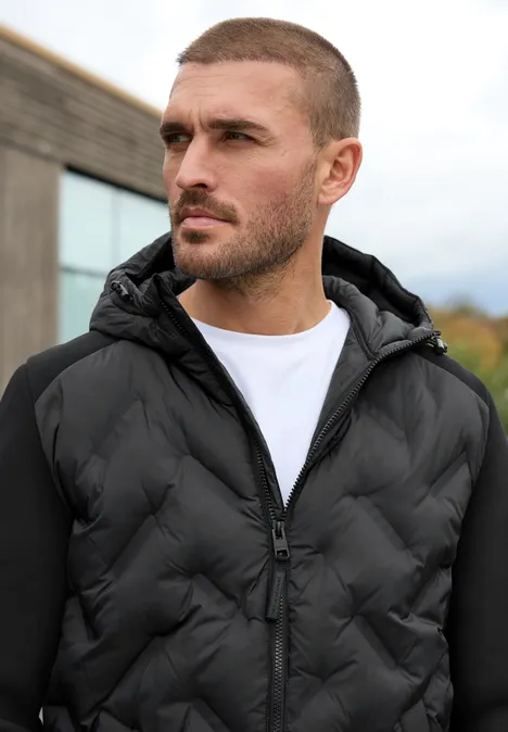 Gewatteerd jack met sweatmouwen ink  black