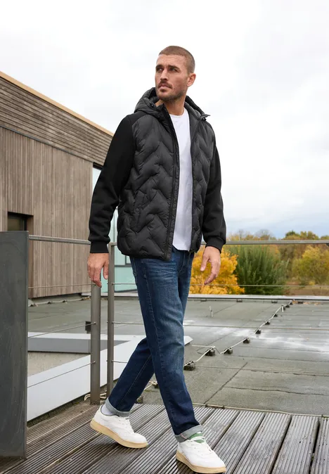 Gewatteerd jack met sweatmouwen ink  black