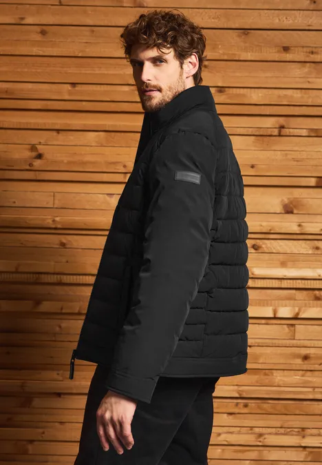 Gewatteerd jack met opstaande kraag brilliant black