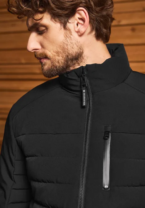 Gewatteerd jack met opstaande kraag brilliant black