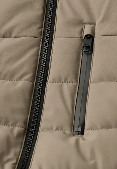 Gewatteerd jack met opstaande kraag warm rock brown