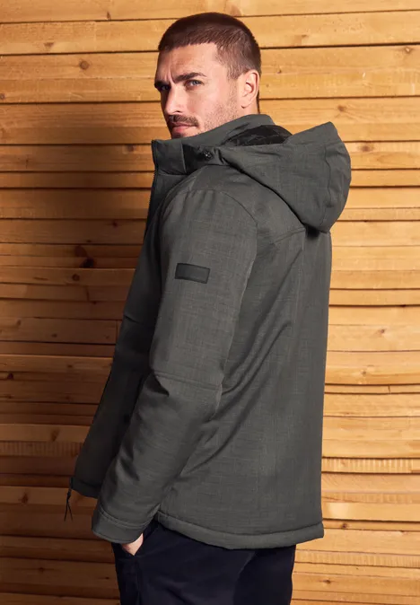 Jas met afneembare capuchon warm rock brown melange