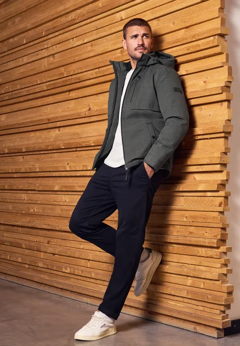 Jas met afneembare capuchon warm rock brown melange