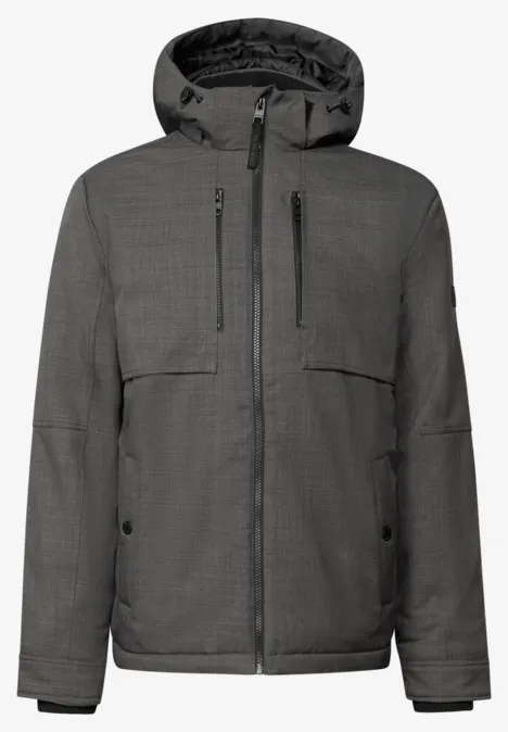 Jas met afneembare capuchon warm rock brown melange