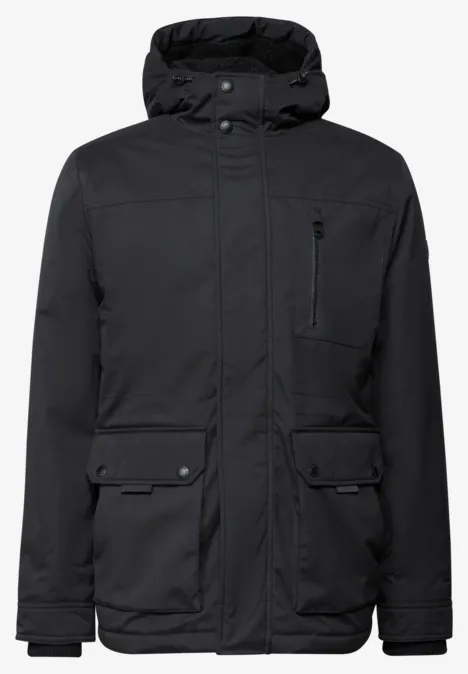 Gevoerd jack met capuchon brilliant black