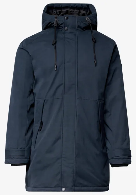 Parka à fermeture éclair dissimulée shadow blue Marineblauer Parka mit Kapuze, Reißverschluss und seitlichen Taschen, optimal für kalte Tage.