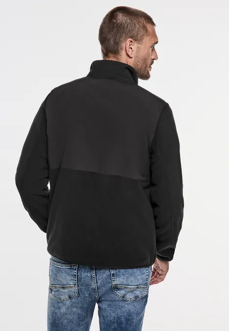 Fleecejacke im Materialmix Black