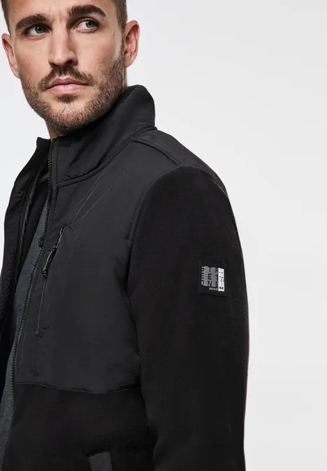 Fleecejacke im Materialmix Black