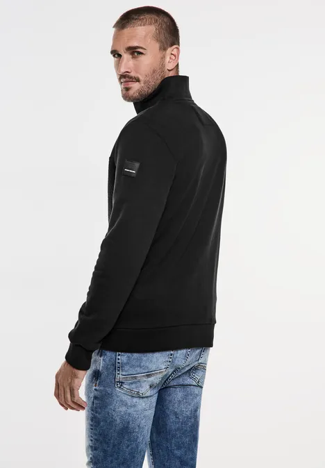 Sweatjacke mit Materialmix Black