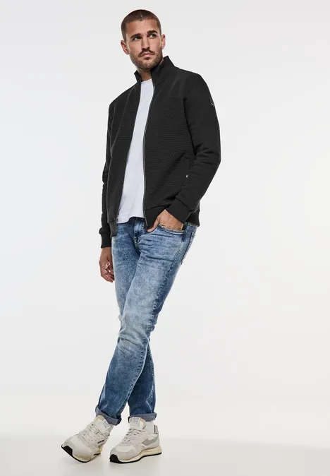 Sweatjacke mit Materialmix Black