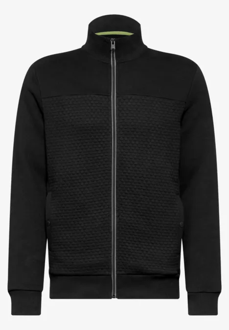 Sweatjacke mit Materialmix Black