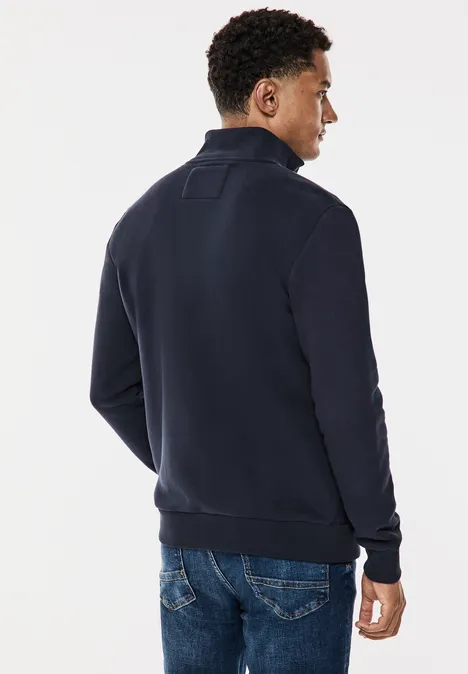 Sweatjacke mit Materialmix night blue