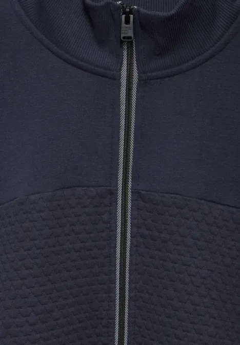 Sweatjacke mit Materialmix night blue